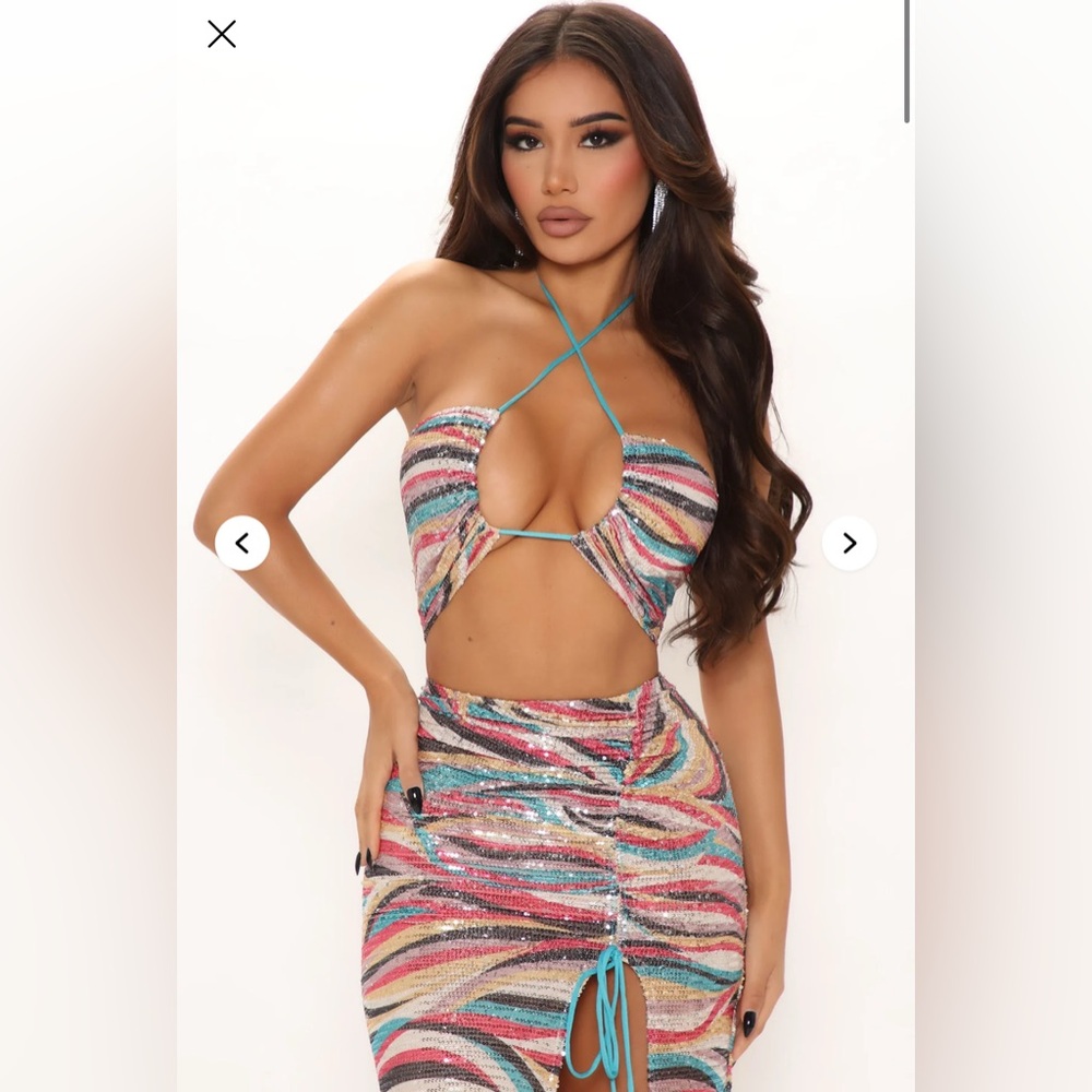 Fashion Nova  always pretty Multicolor Sequin maxi Dress